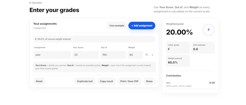 Weighted Grade Calculator screenshot 2