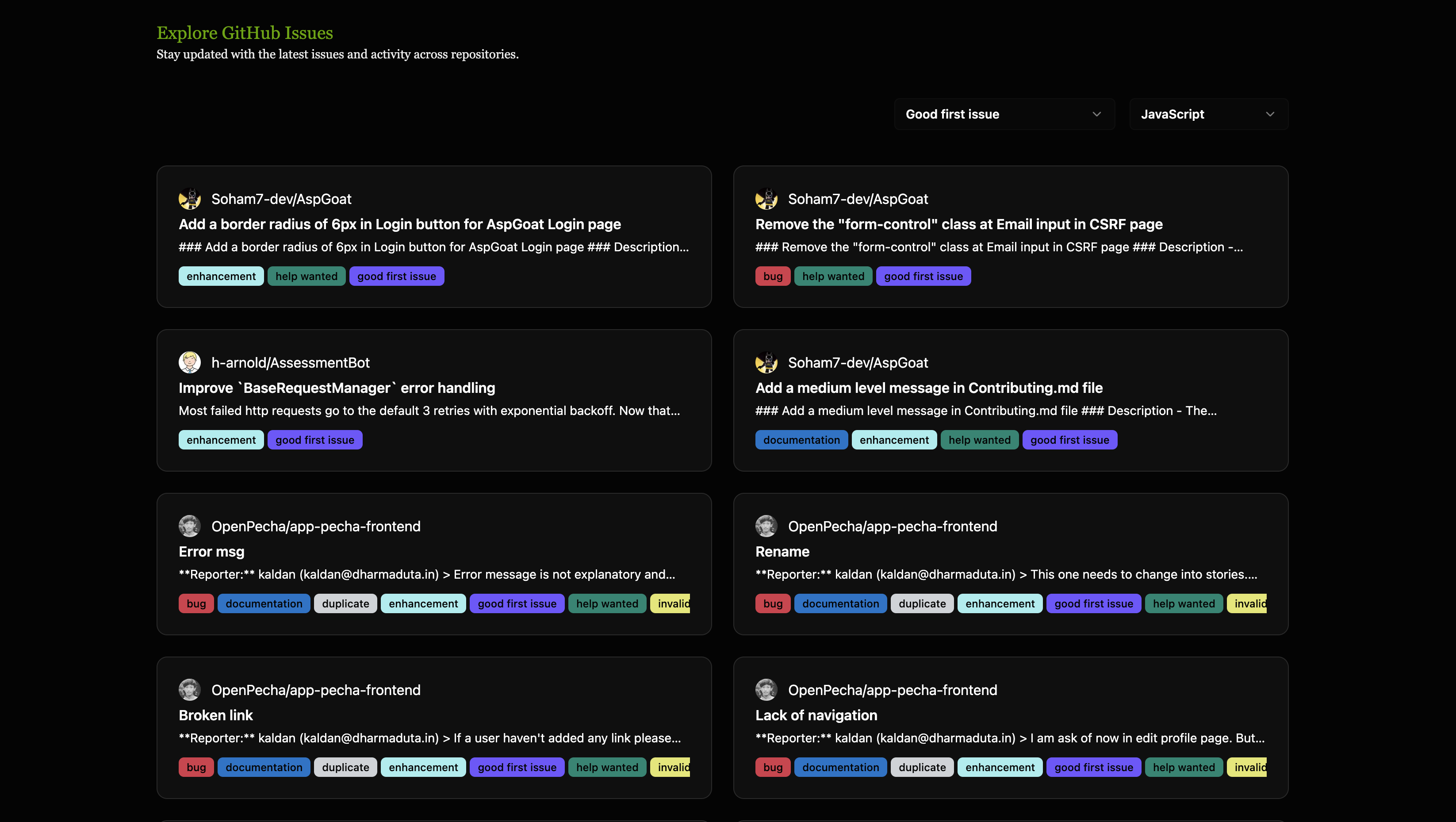 Média Git Issue Hunt - Trouvez des problèmes de github pour les débutants pour contribuer 5