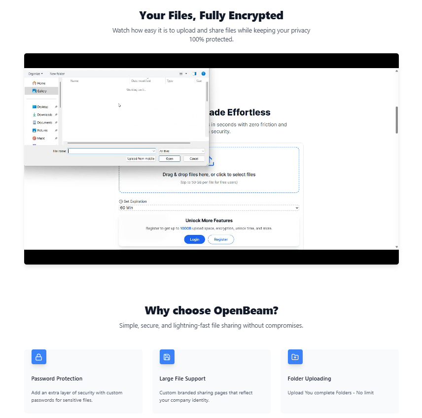 OpenBeam  - 最多免費的文件共享50GB - 免費文件共享高達50GB。立即上傳文件夾共享 media 3