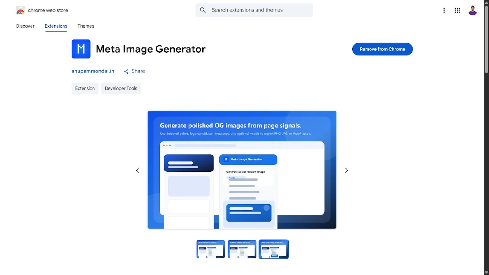 Meta Image Generator a Chrome Extension screenshot 1 (video preview)