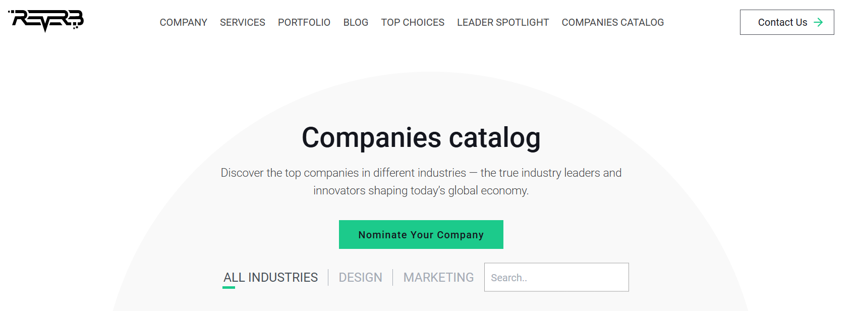 REVERB | Companies catalog - Screenshot 2 showing product features and functionality