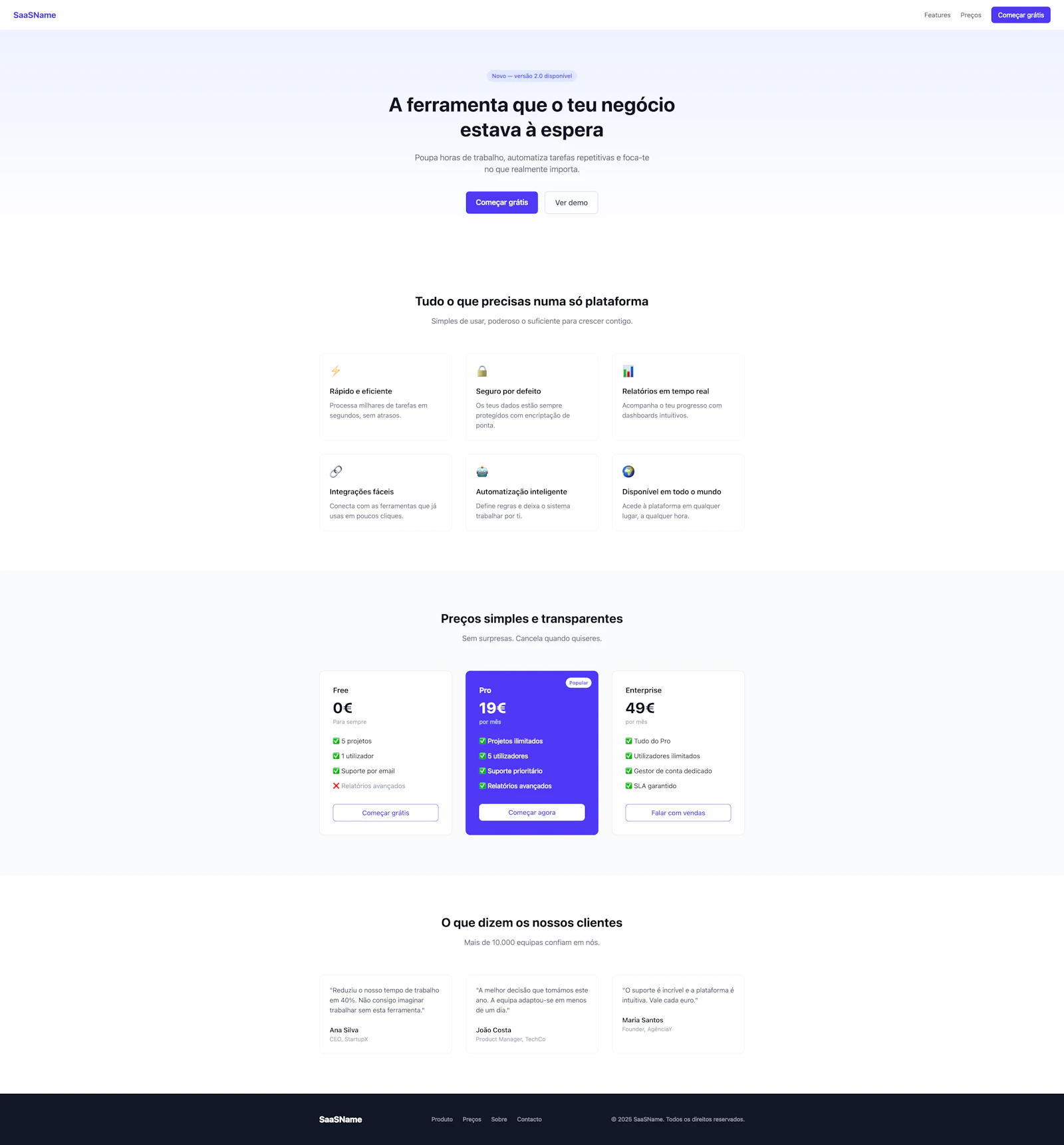 SaaS Landing Page Template screenshot 1