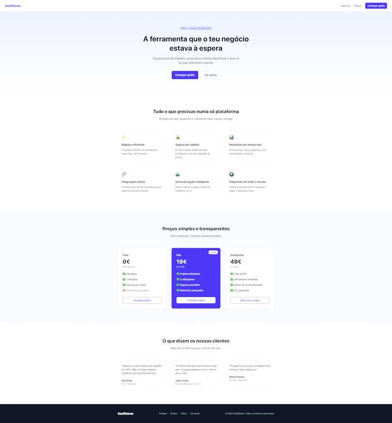 SaaS Landing Page Template screenshot 1