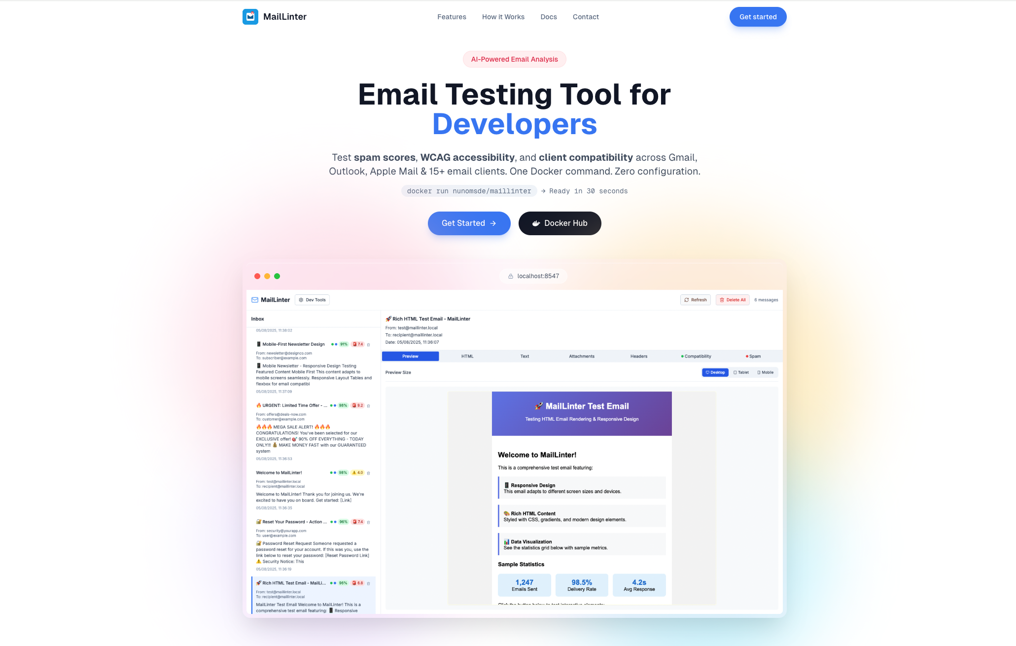 MailLinter - Main product screenshot demonstrating key features and user interface