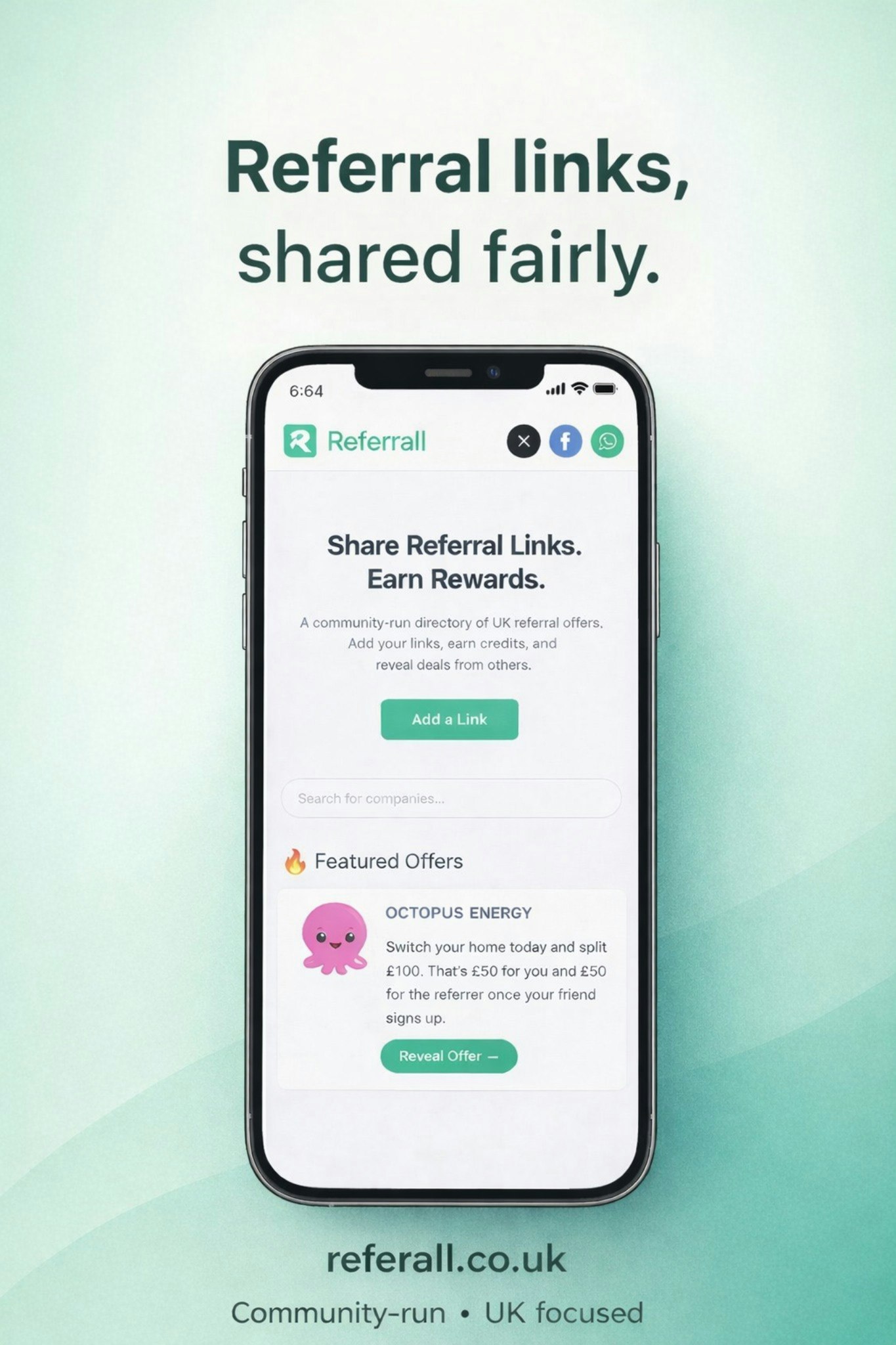 Referall - Main product screenshot demonstrating key features and user interface