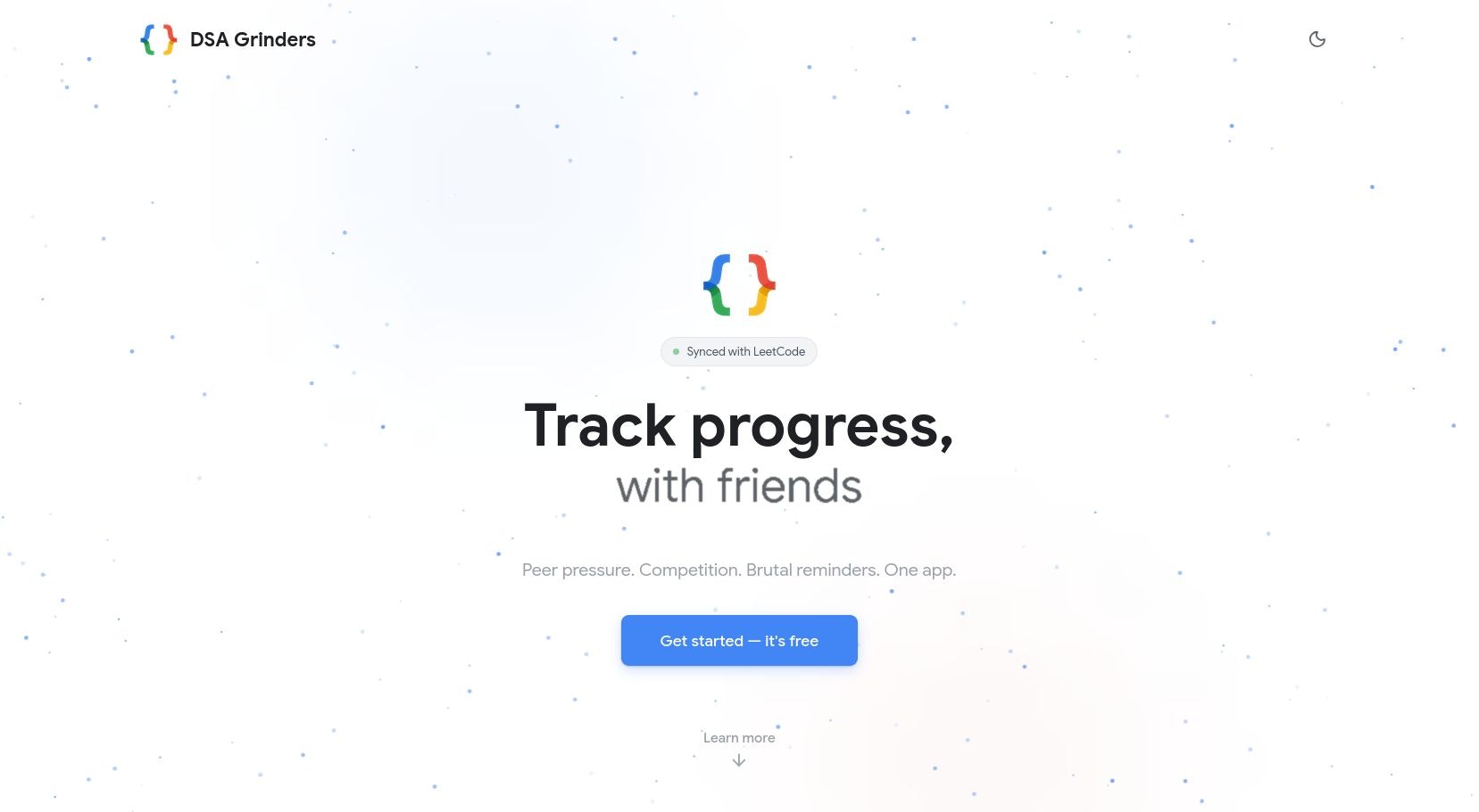 DSA Grinders - Main product screenshot demonstrating key features and user interface