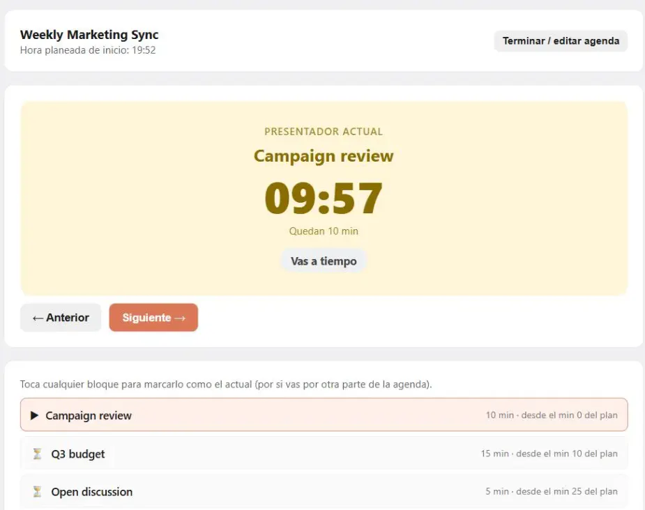 Meeting Timer screenshot