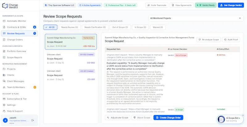 ChangeVerdict screenshot 1