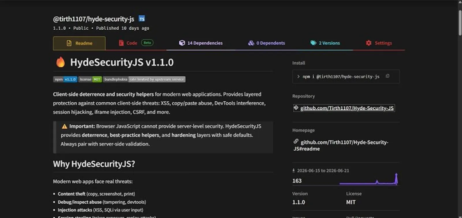 Hyde Security JS screenshot 2