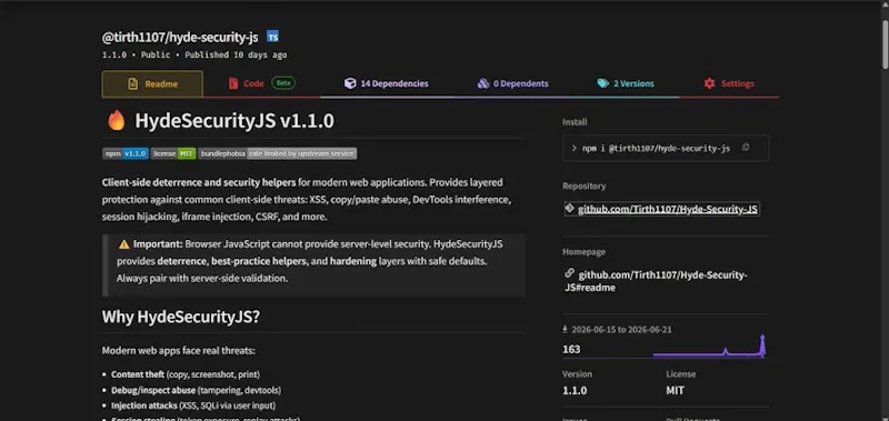 Hyde Security JS screenshot 2