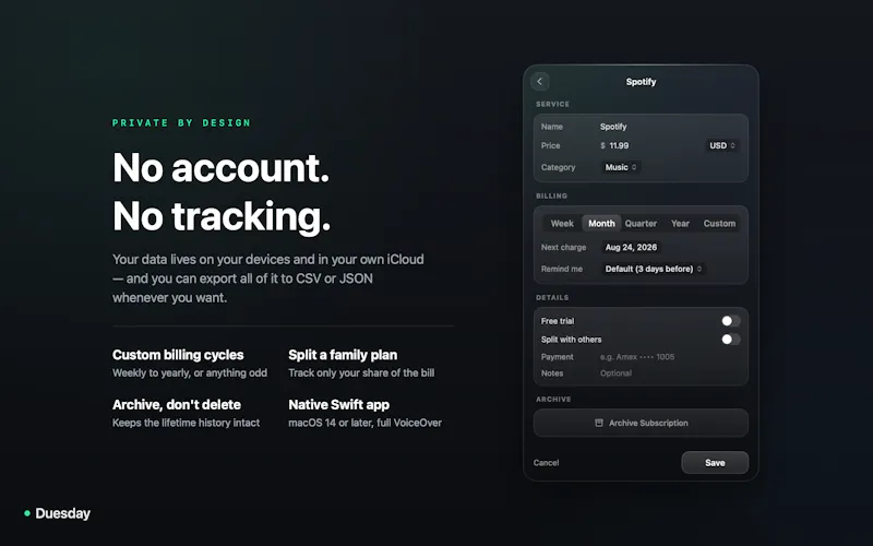 Duesday 2.0 for Mac, iPhone & iPad screenshot 4