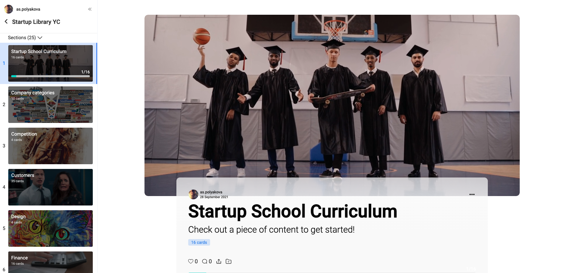 Redesign of the YC Library gallery image