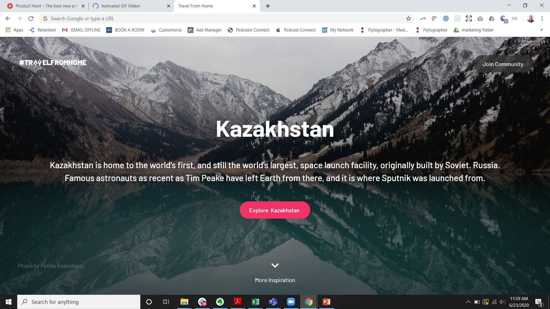 Travel From Home "new tab" extension gallery image