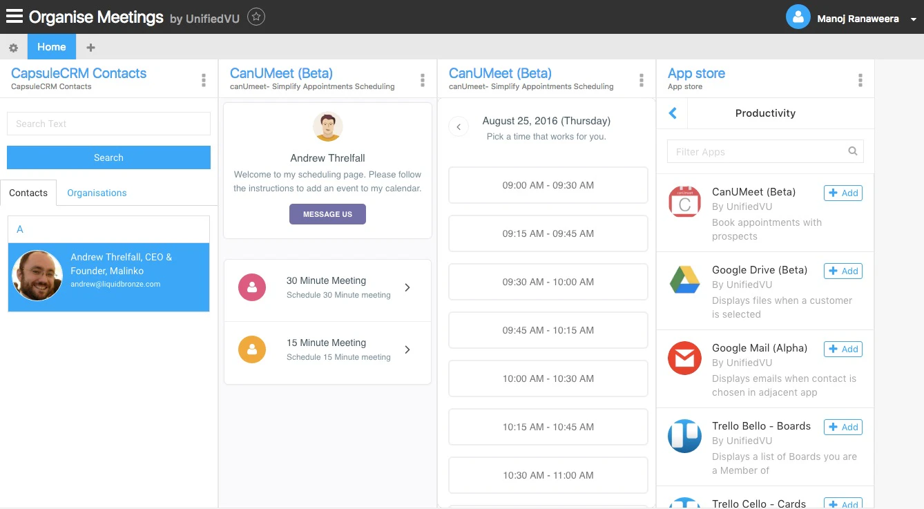 UnifiedVU + CanUMeet = Book meetings without getting stopped by gate keepers