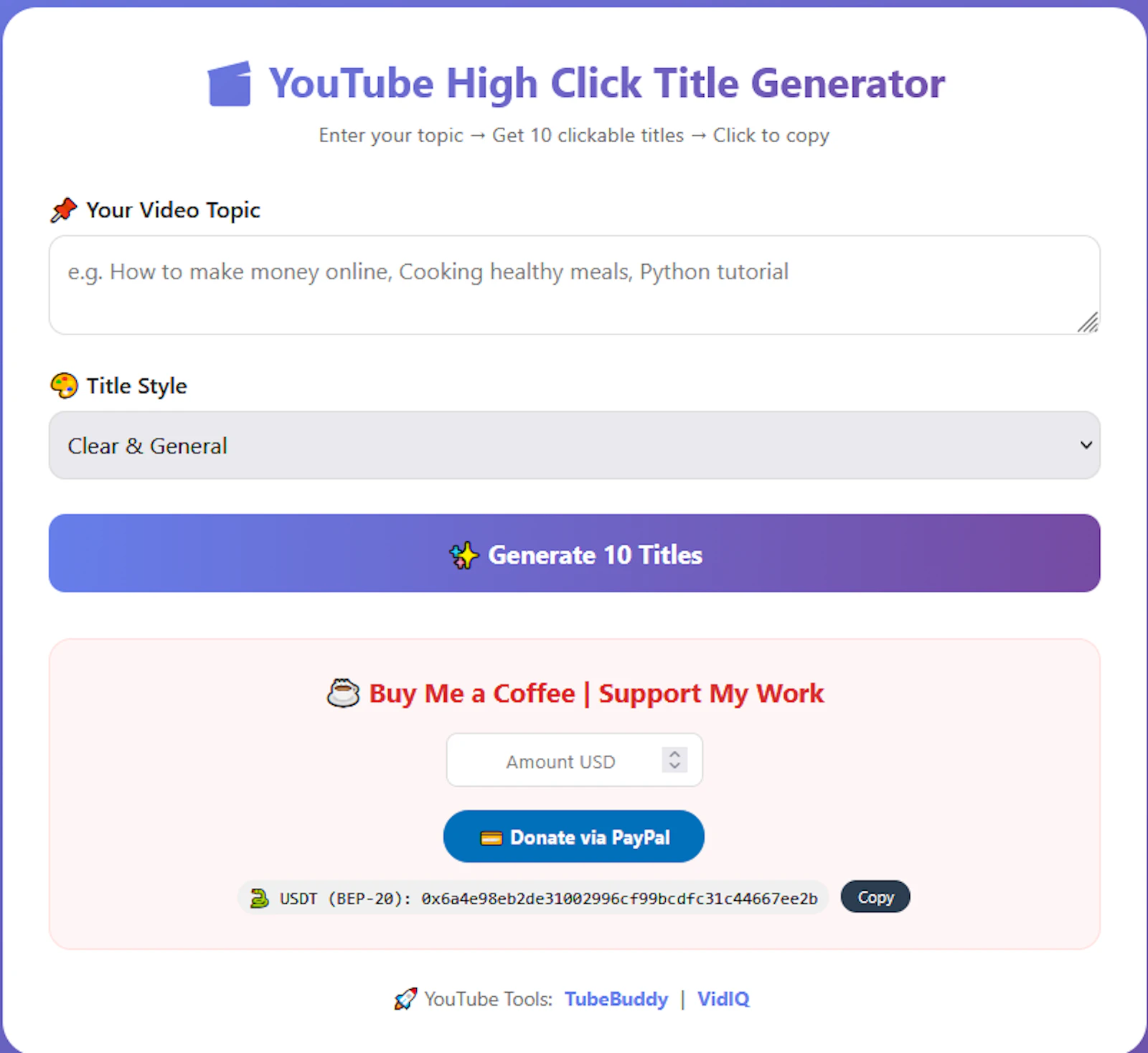 YouTube High Click Title Generator screenshot 1
