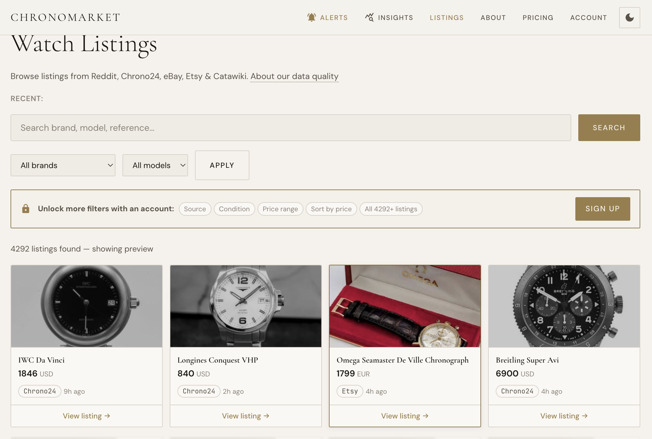 Chronomarket - Screenshot 2 showing product features and functionality