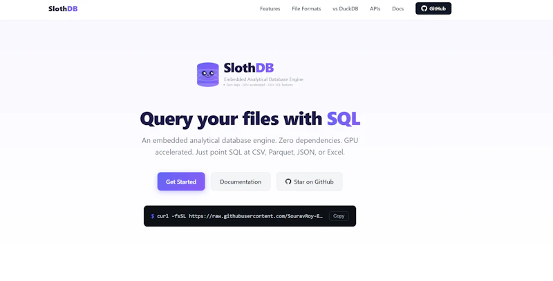 SlothDB screenshot 1