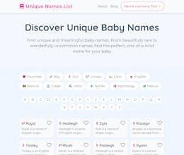Unique Names List gallery image