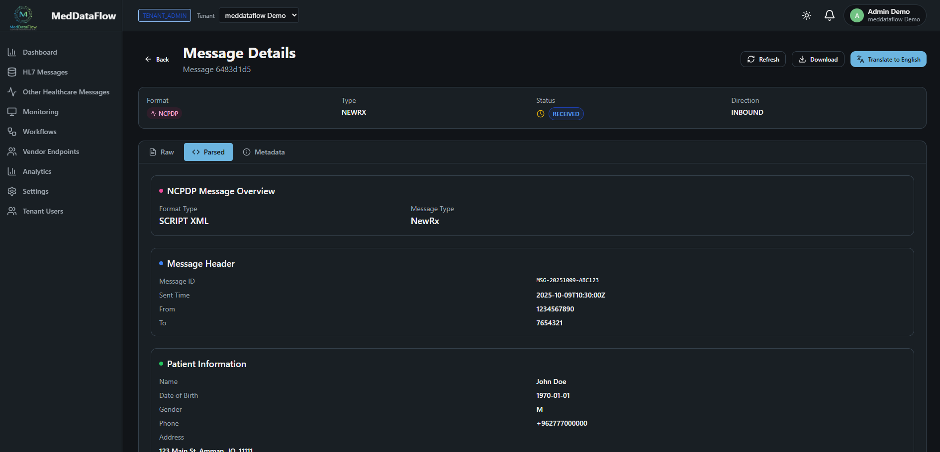 MedDataFlow - Screenshot 2 showing product features and functionality
