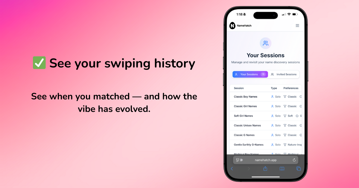 NameHatch™ – Baby Name Swipe App gallery image