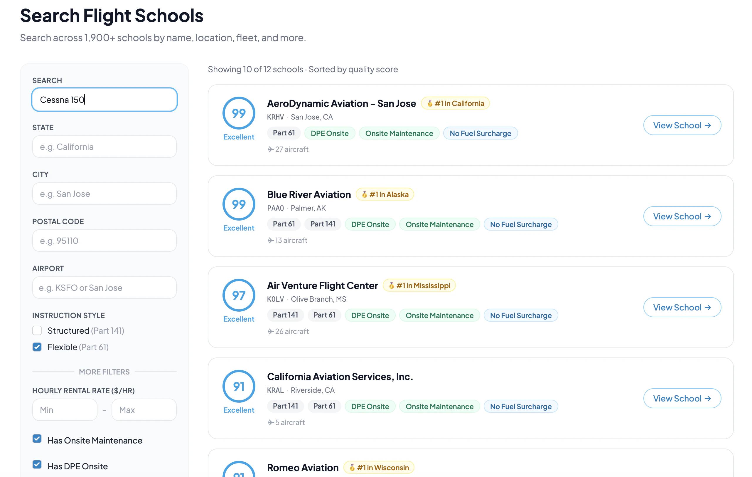 flightschools.fyi screenshot 2