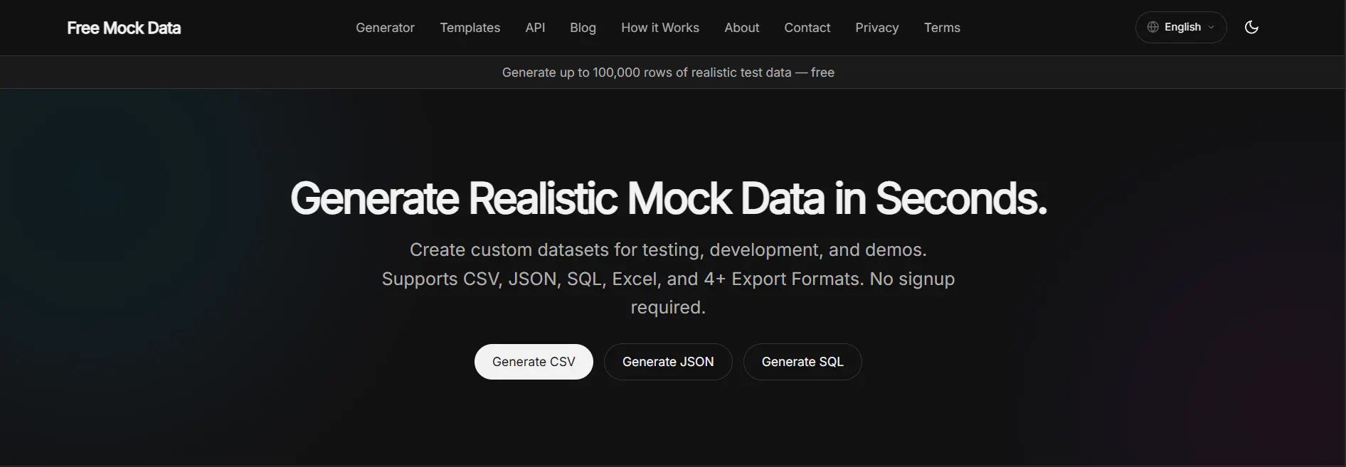 Free Mock Data Generator for Developers