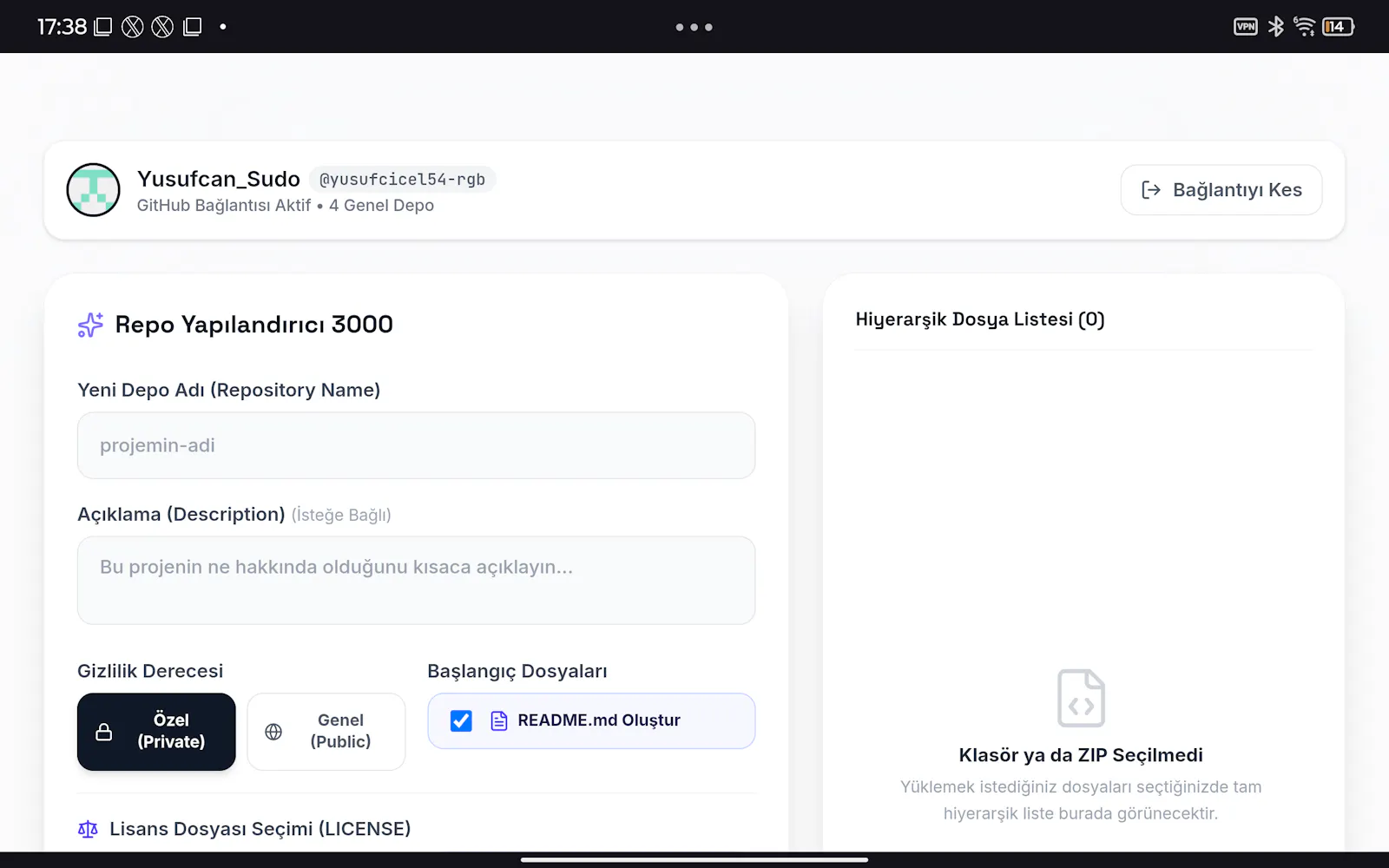 GitHub Repo creater 3000 screenshot 2