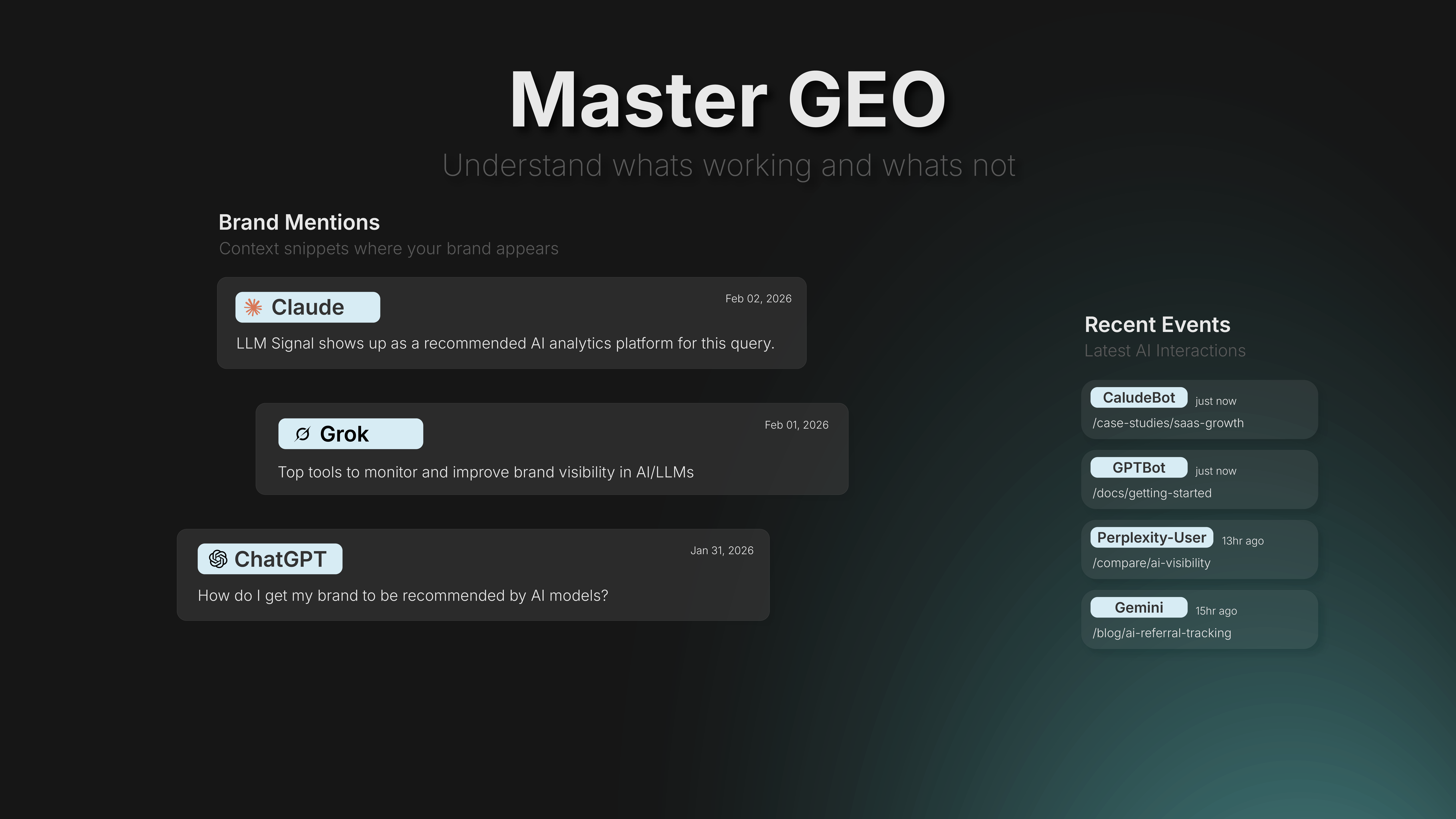 LLM Signal - Screenshot 3 showing product features and functionality