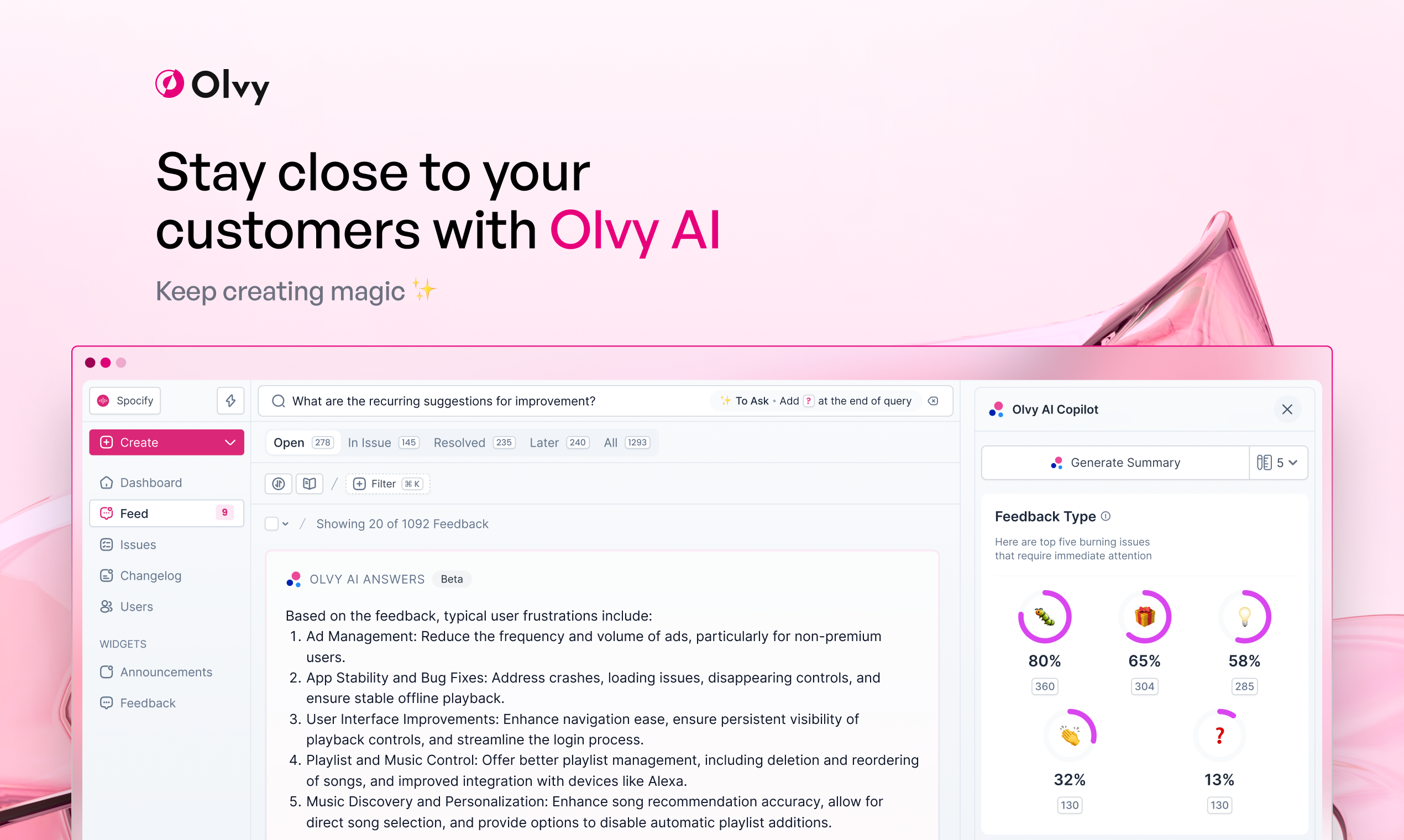 startuptile Olvy 3.0-Speed up customer feedback analysis 10x with AI