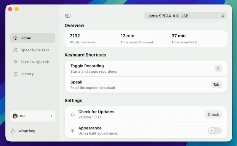 Wisprkey screenshot 2