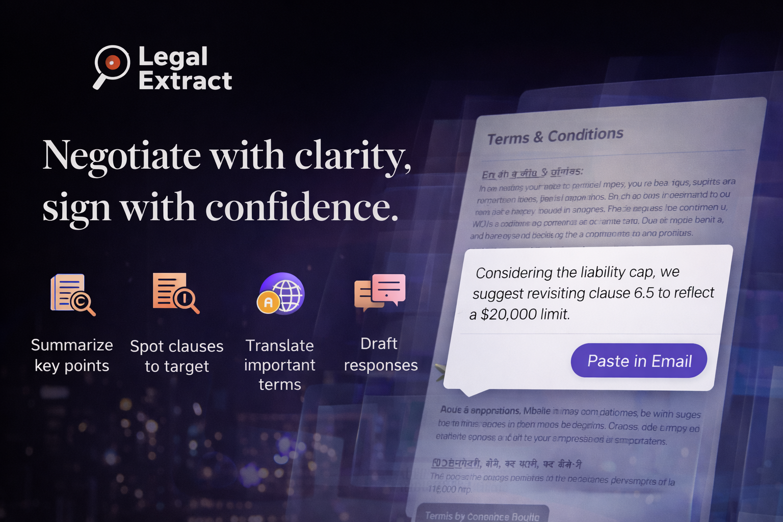 LEGAL EXTRACT AI - Screenshot 3 showing product features and functionality