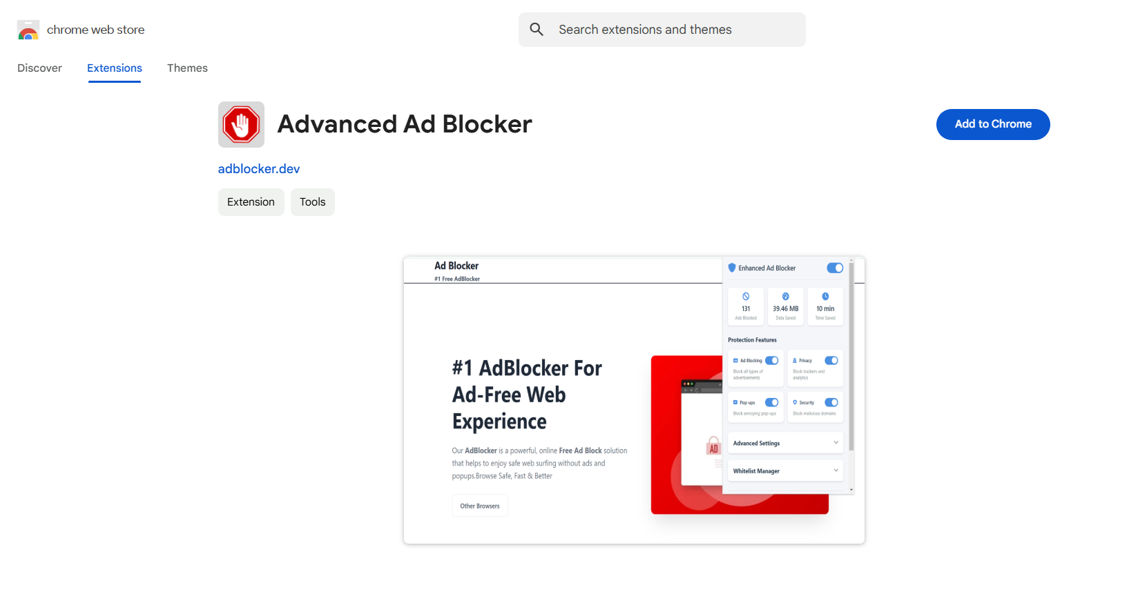Advance Ad Blocker für Google Chrome - Fortgeschrittener Anzeigenblocker Medien 2