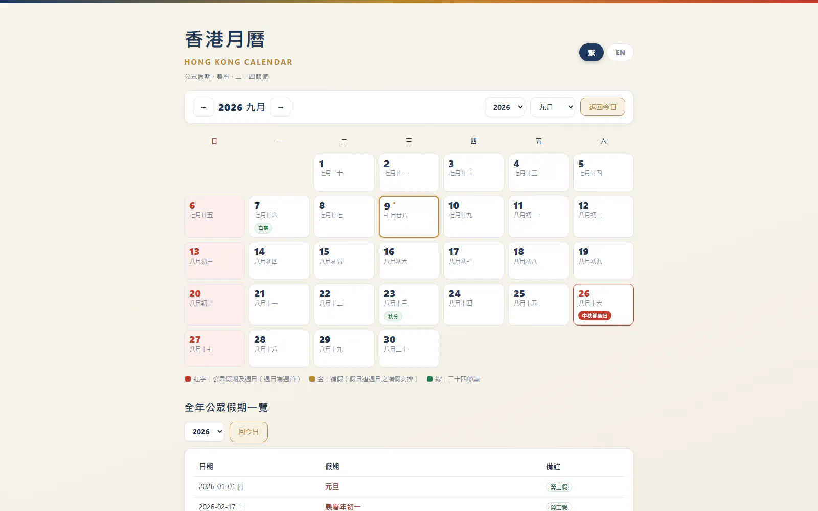 香港月曆 Hong Kong Calendar gallery image