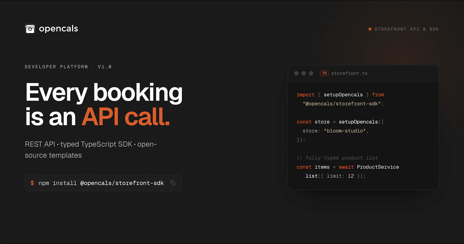 Opencals Storefront API screenshot 1