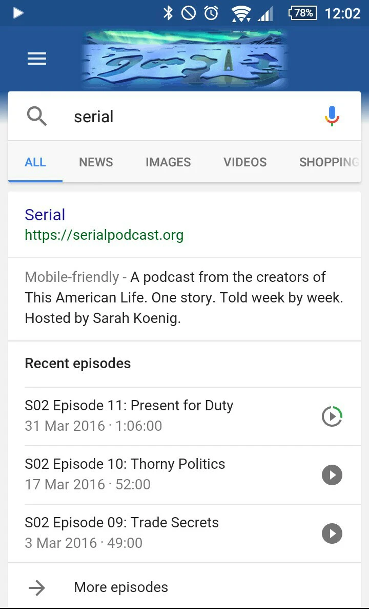 Listen to Podcasts directly within Google's Search Results