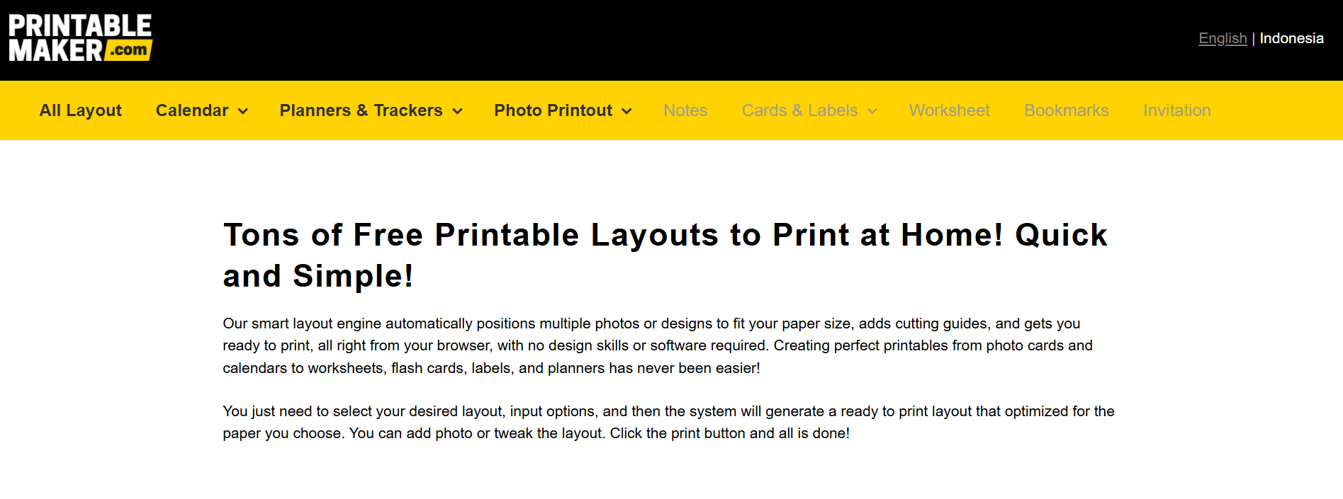 PrintableMaker.com - 인쇄 가능한 레이아웃 메이커.인쇄에 최적화 된 자동 레이아웃 미디어 1