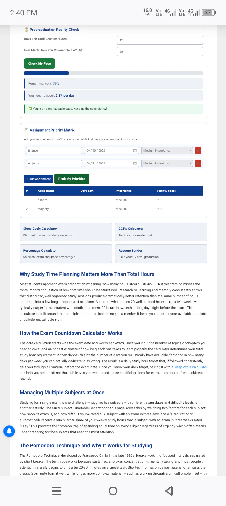 Study Time Calculator gallery image