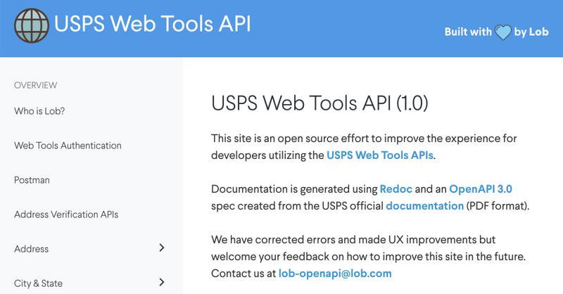 USPS Web Tools Opensource Documentation