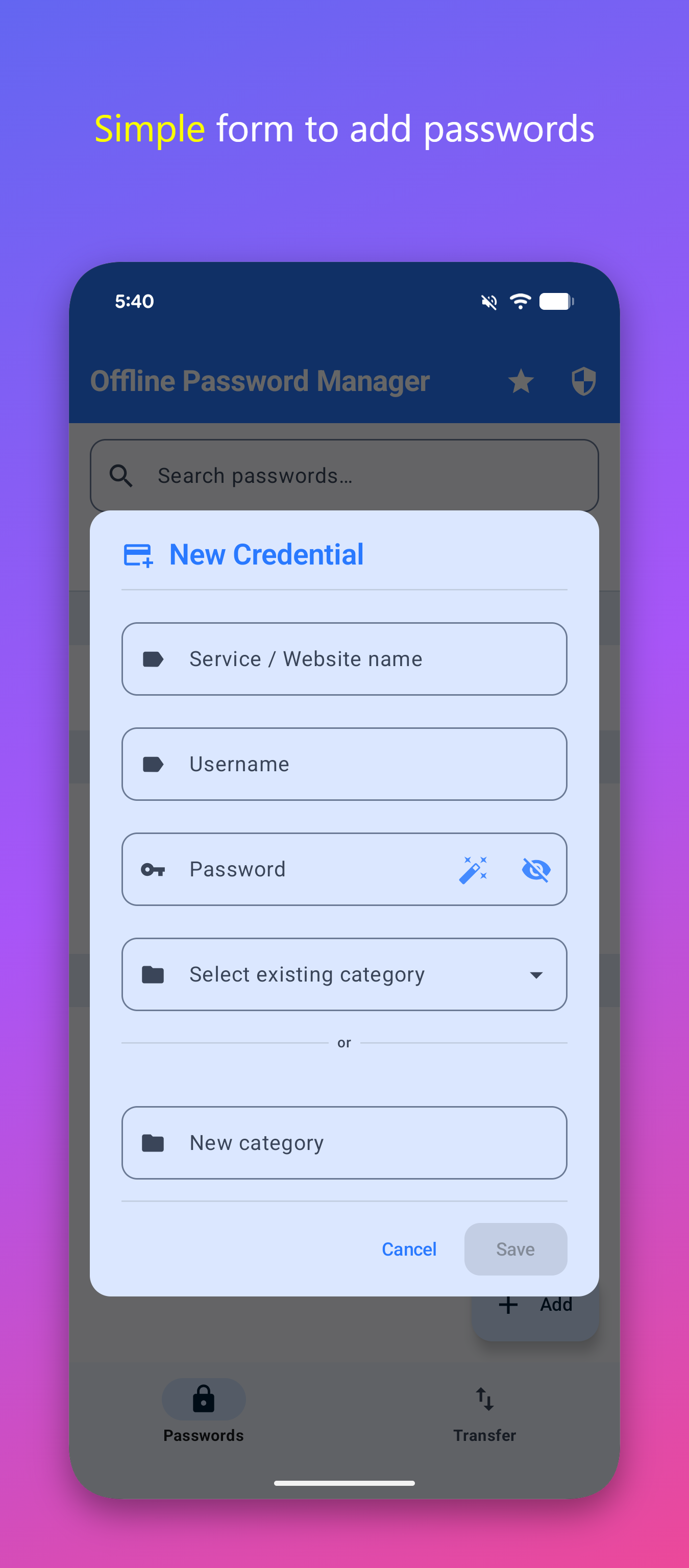 Android App: Offline Password Manager gallery image