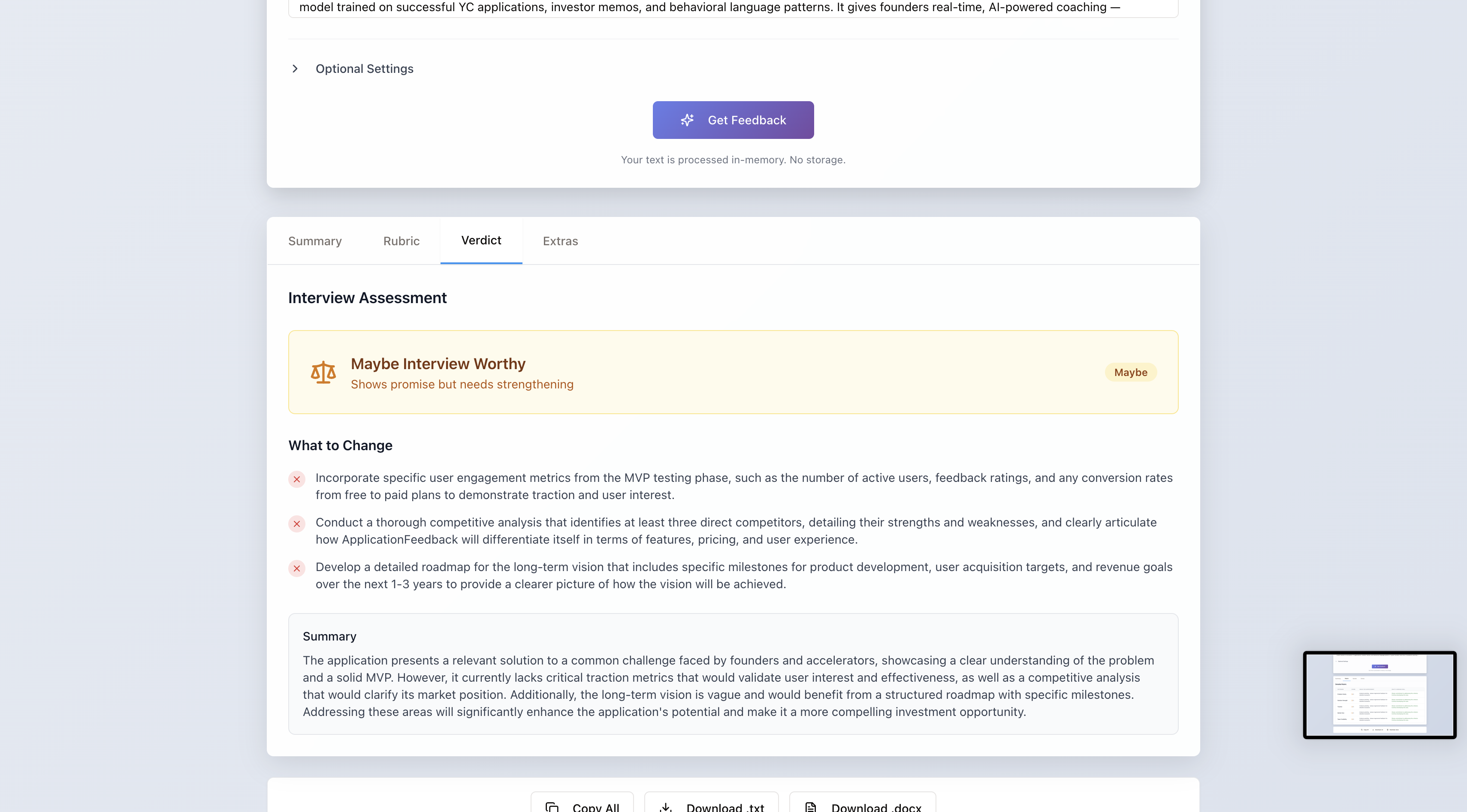 Feedback dell'applicazione media 4