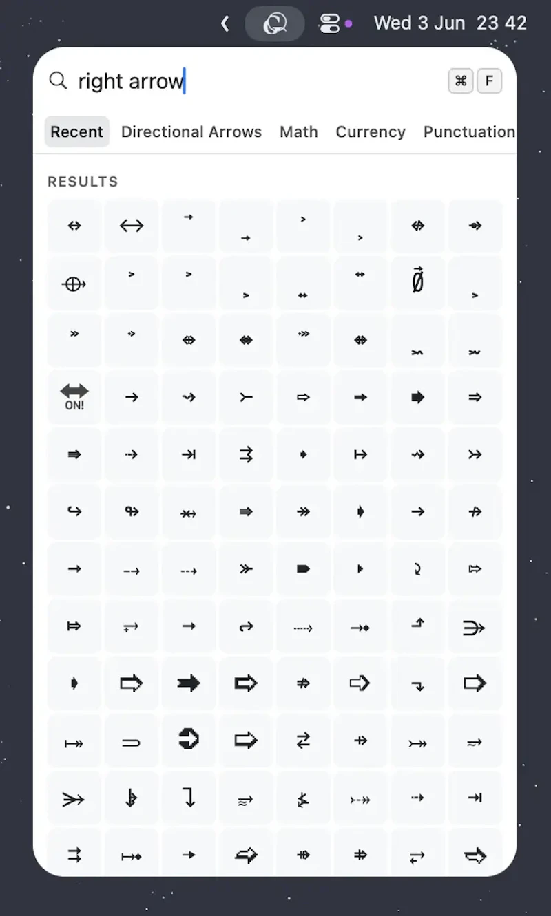 Glyf — Unicode character picker for mac screenshot 3