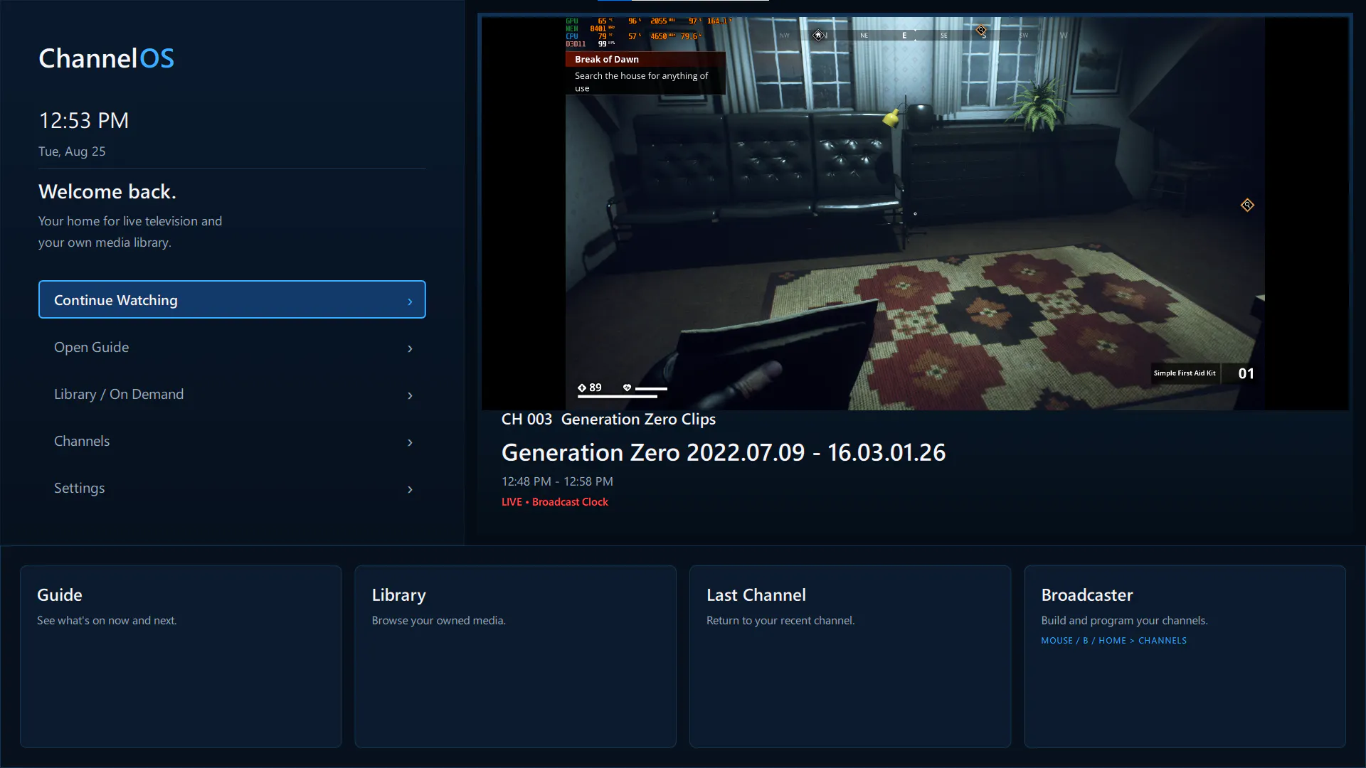 ChannelOS screenshot 1