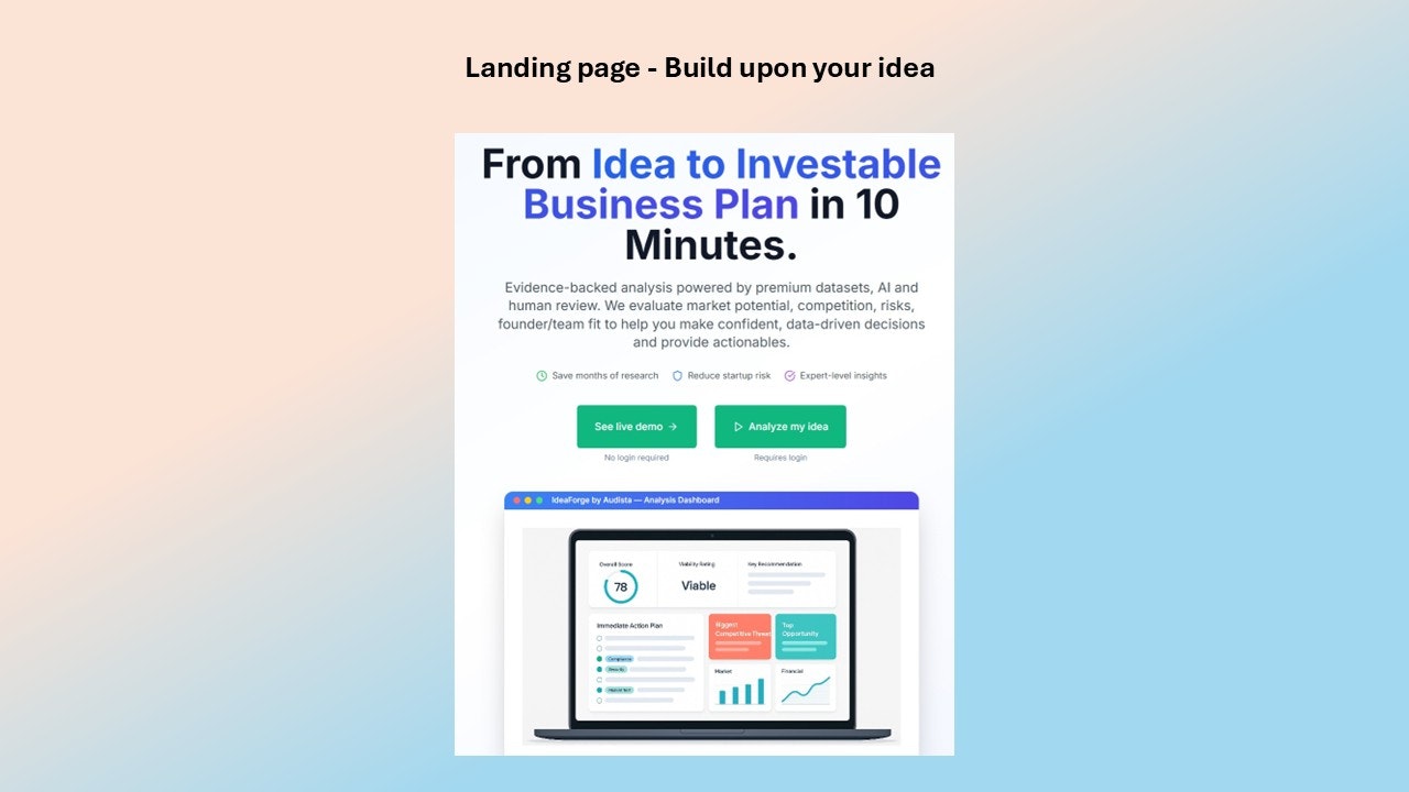 Média IdeaForge - Research & validate your startup idea in minutes 2