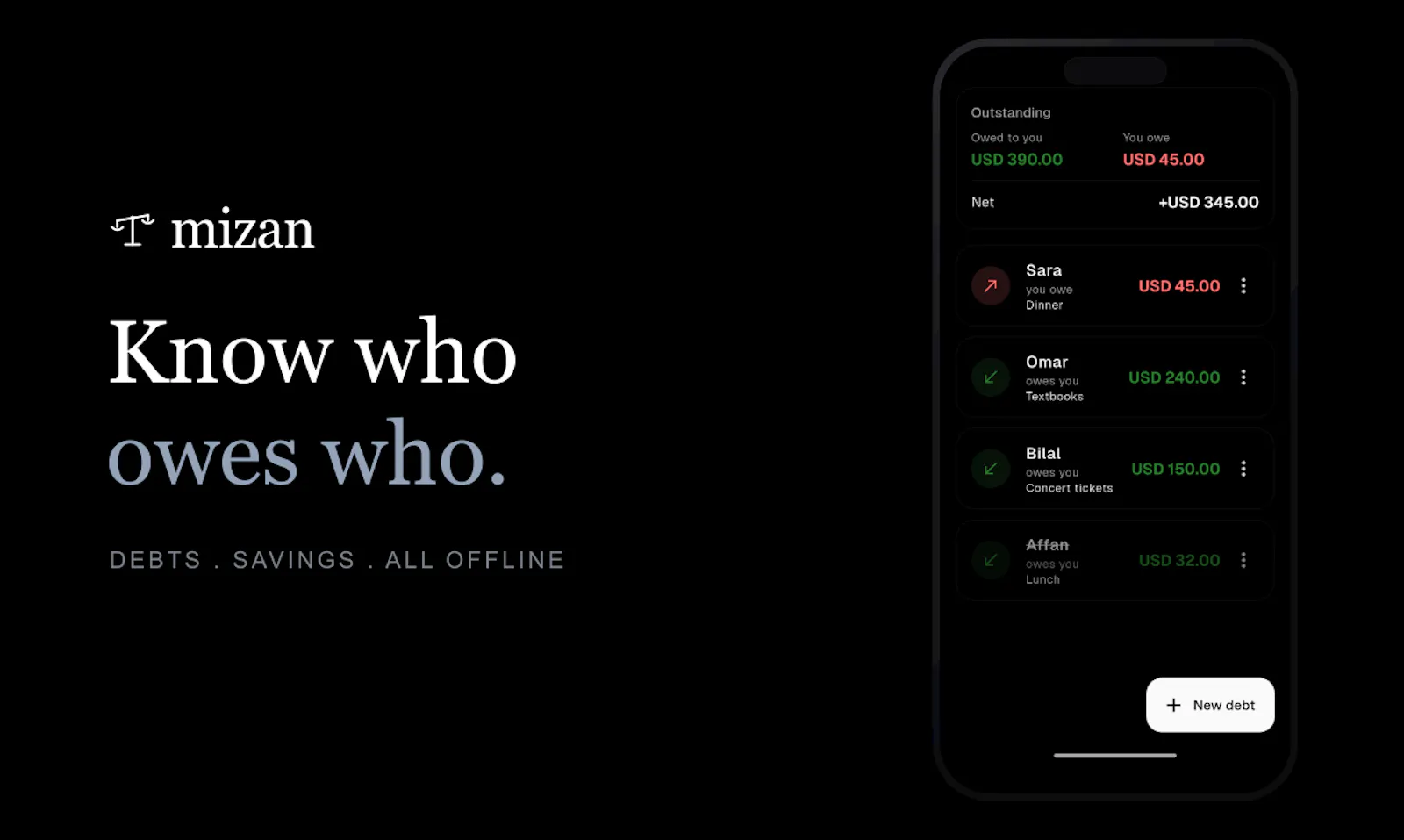 Mizan — private expense tracking screenshot 3