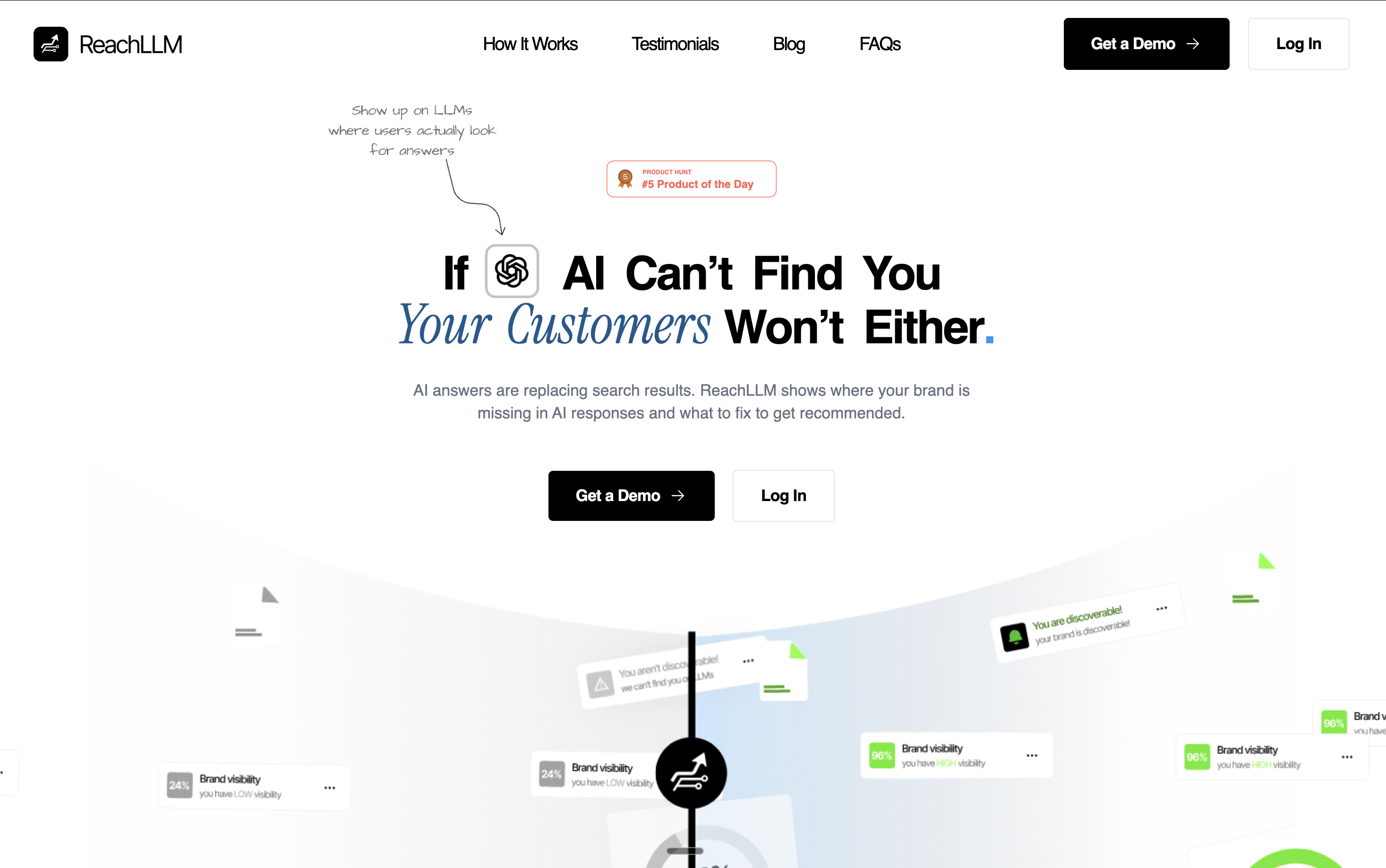 ReachLLM - Main product screenshot demonstrating key features and user interface