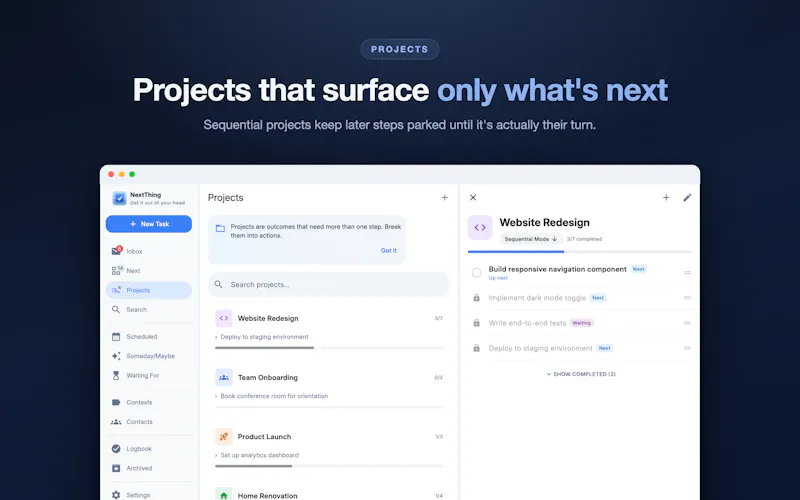 NextThing for Getting Things Done screenshot 2