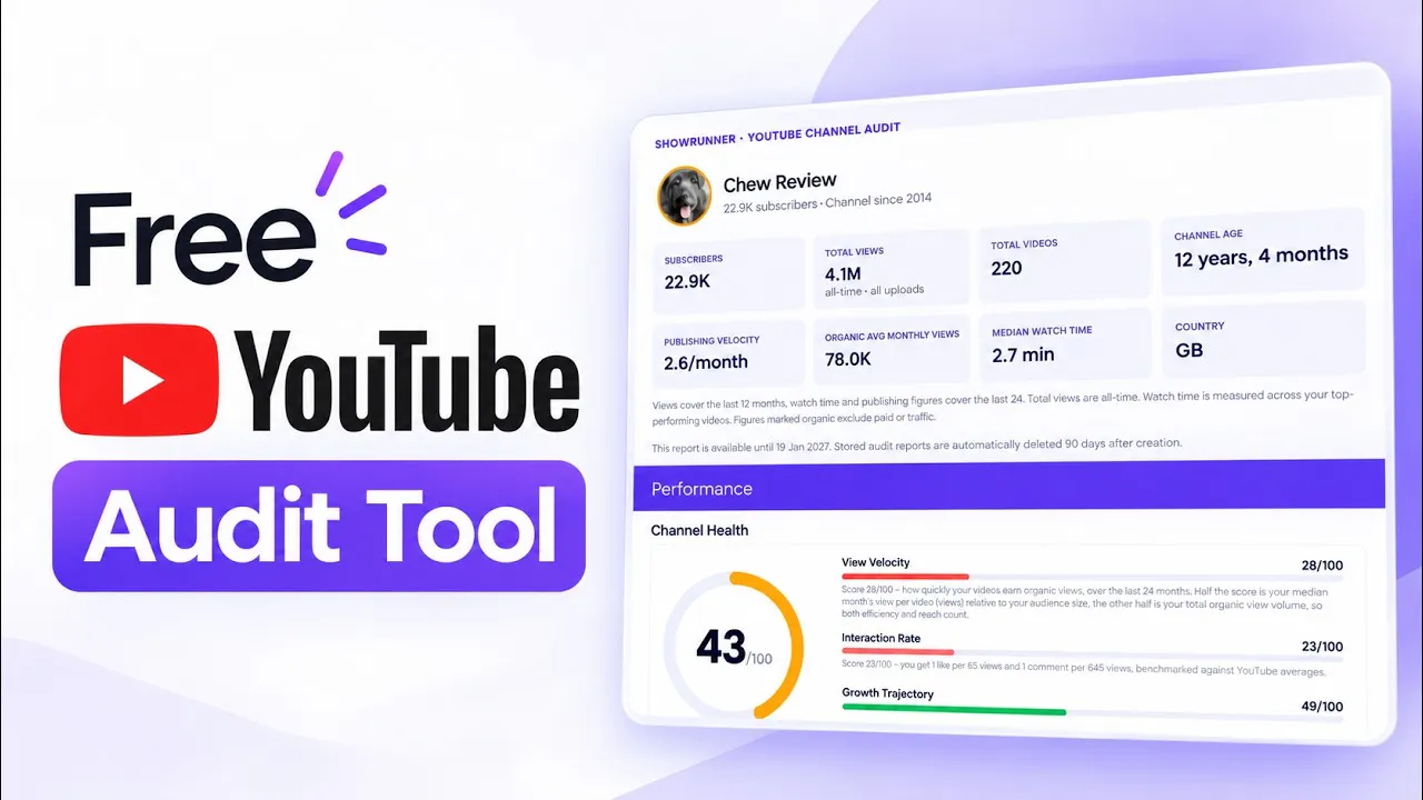Showrunner YouTube Audit gallery image