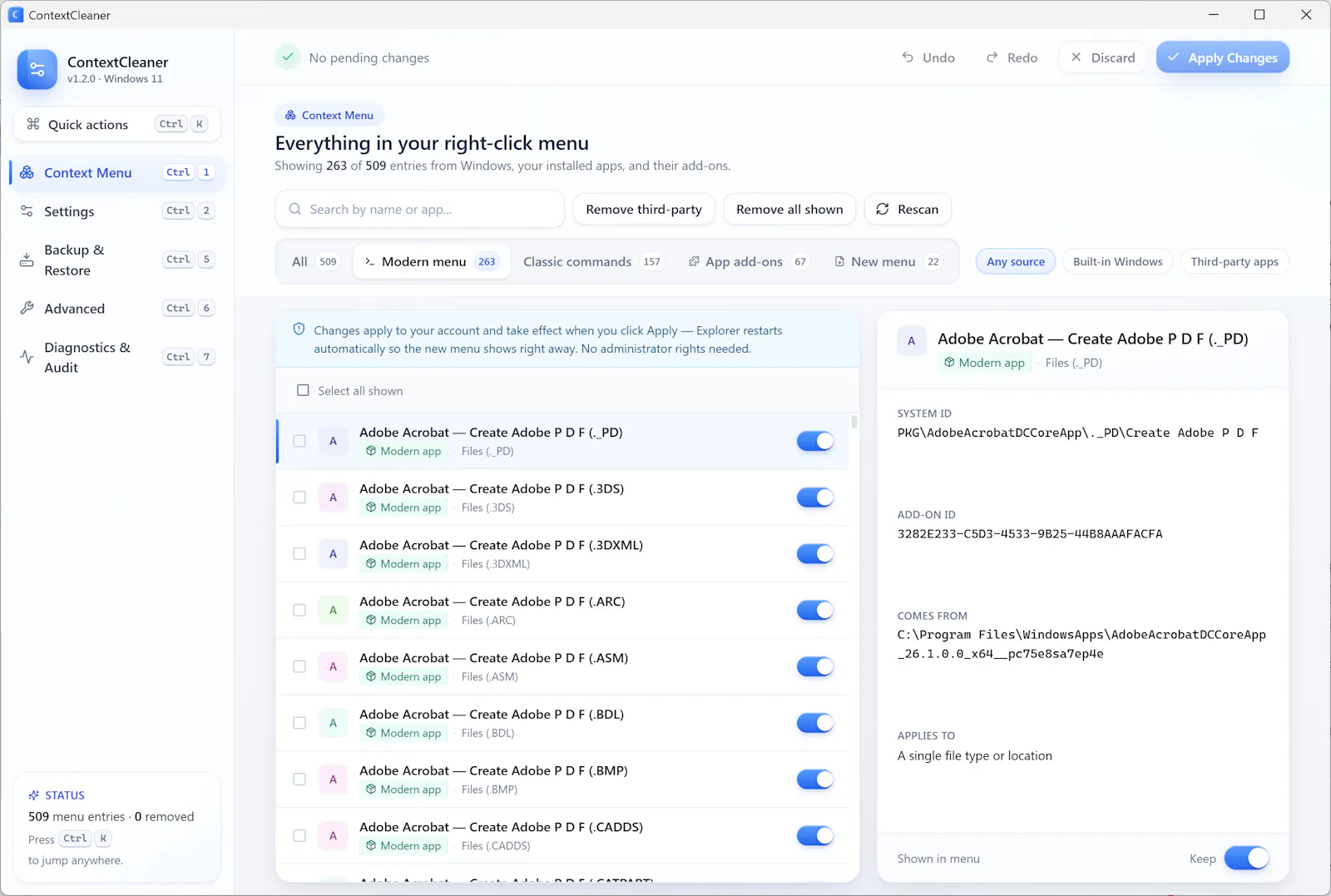 ContextCleaner screenshot 1