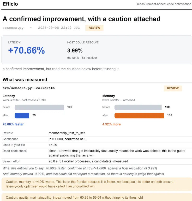 Efficio - AI Harness for speed, memory screenshot 1