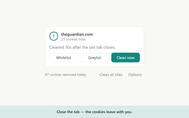 TabCookie Cleaner screenshot 1
